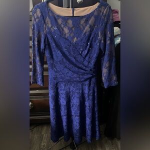 Women’s Lauren Ralph Lauren Size 4 Blue Lace  Cocktail Dress Sequins ‘Beautiful’
